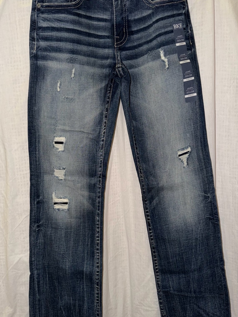 BKE Men’s Jake Bootcut Distressed Jeans - Dark Blue Wash